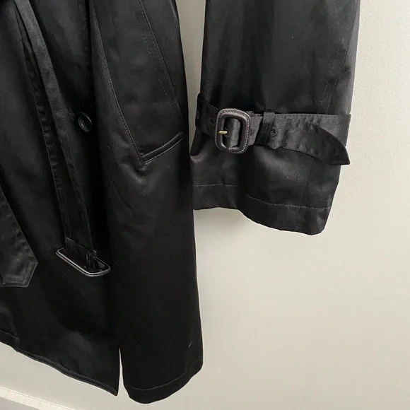 🎉🎉HP🎉🎉 Dana Buchman black all-season belted trench coat style size M - Picture 6 of 10